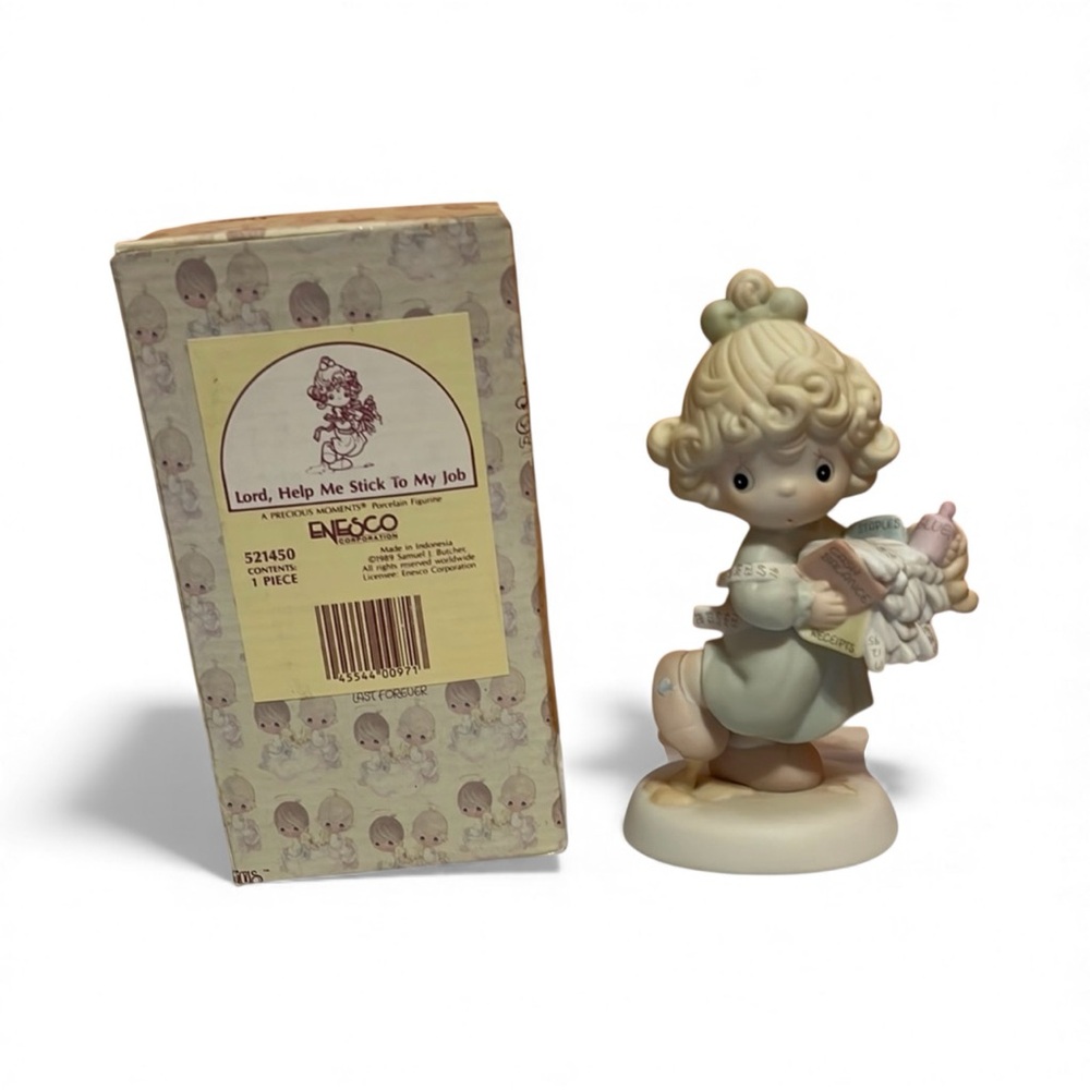 Precious Moments Lord Help Me Stick To My Job Porcelain Figurine 521450 1989
